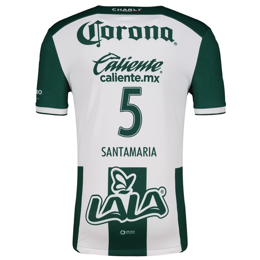 Kids Football Anderson Santamaría #5 Green White Home Jersey 2024/25 T-Shirt Canada