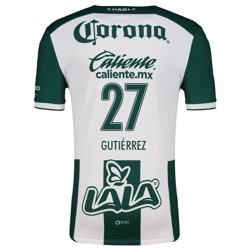 Kids Football Luis Gutiérrez #27 Green White Home Jersey 2024/25 T-Shirt Canada