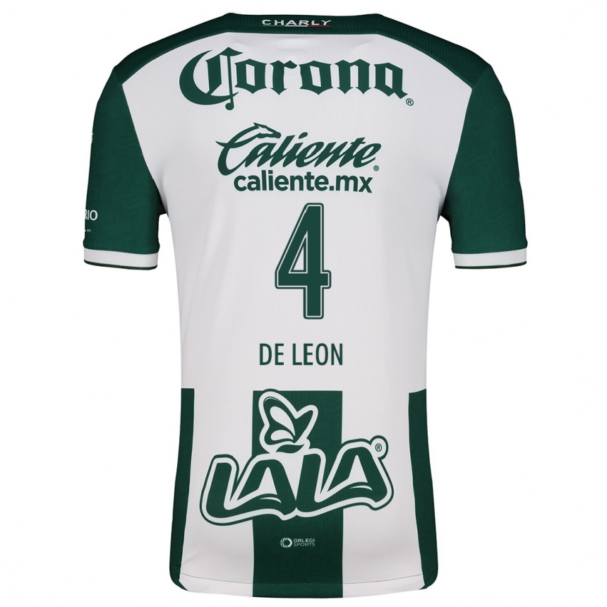 Kids Football Lourdes De León #4 Green White Home Jersey 2024/25 T-Shirt Canada