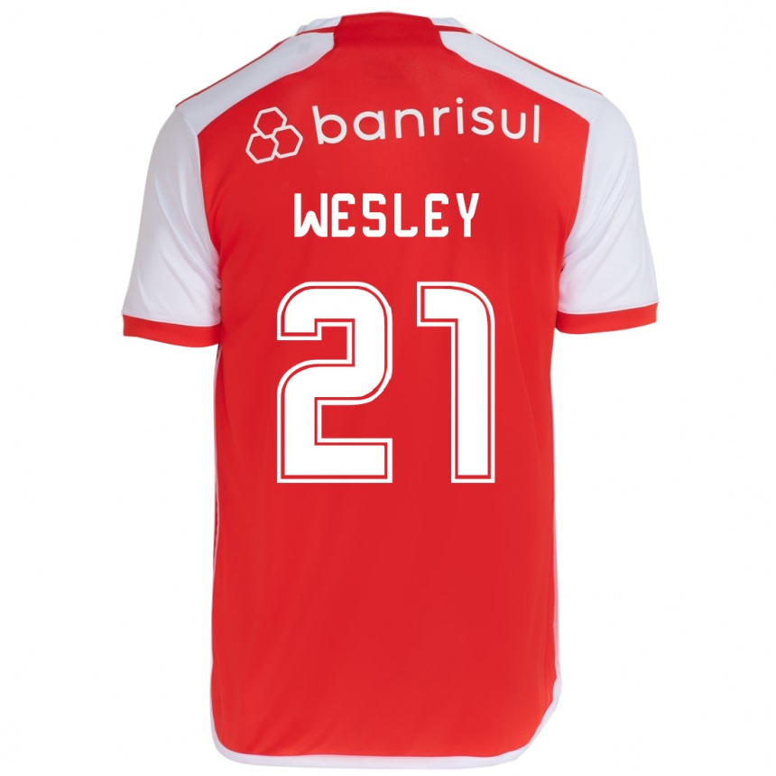 Enfant Football Maillot Wesley #21 Rouge Blanc Tenues Domicile 2024/25 Canada