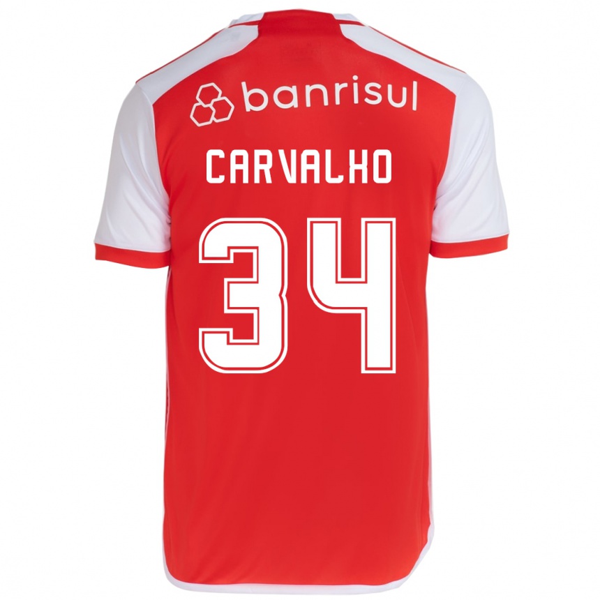 Enfant Football Maillot Gabriel Carvalho #34 Rouge Blanc Tenues Domicile 2024/25 Canada