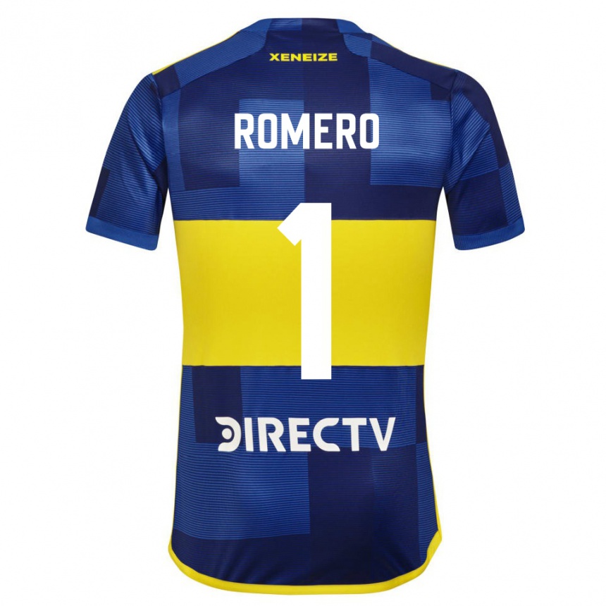 Kids Football Sergio Romero #1 Blue Yellow Home Jersey 2024/25 T-Shirt Canada