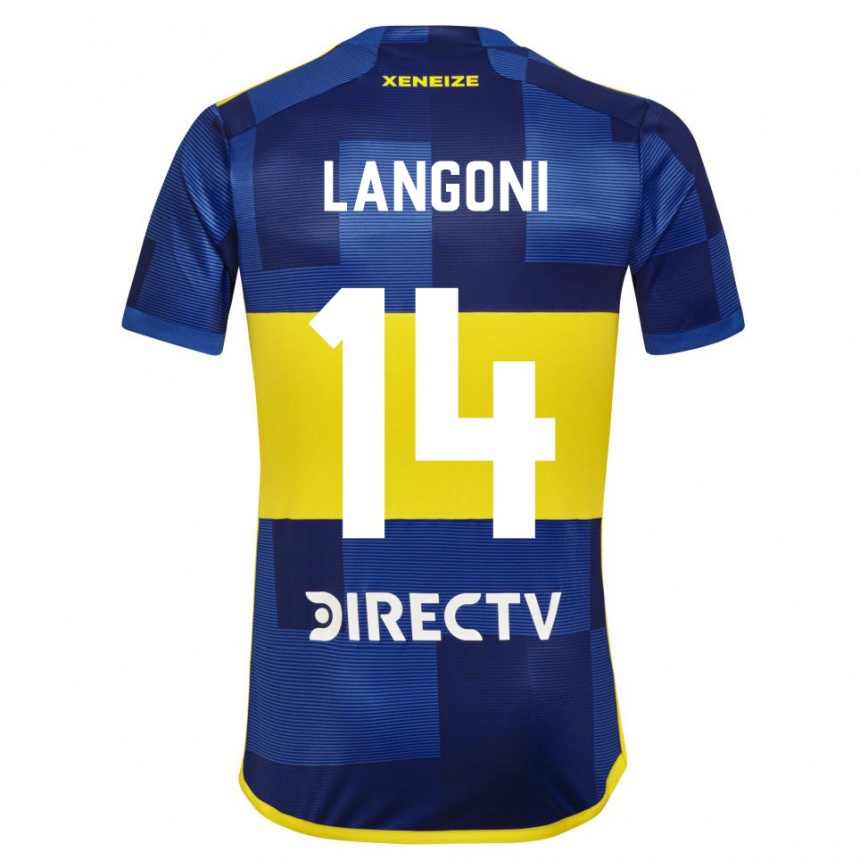 Kids Football Luca Langoni #14 Blue Yellow Home Jersey 2024/25 T-Shirt Canada