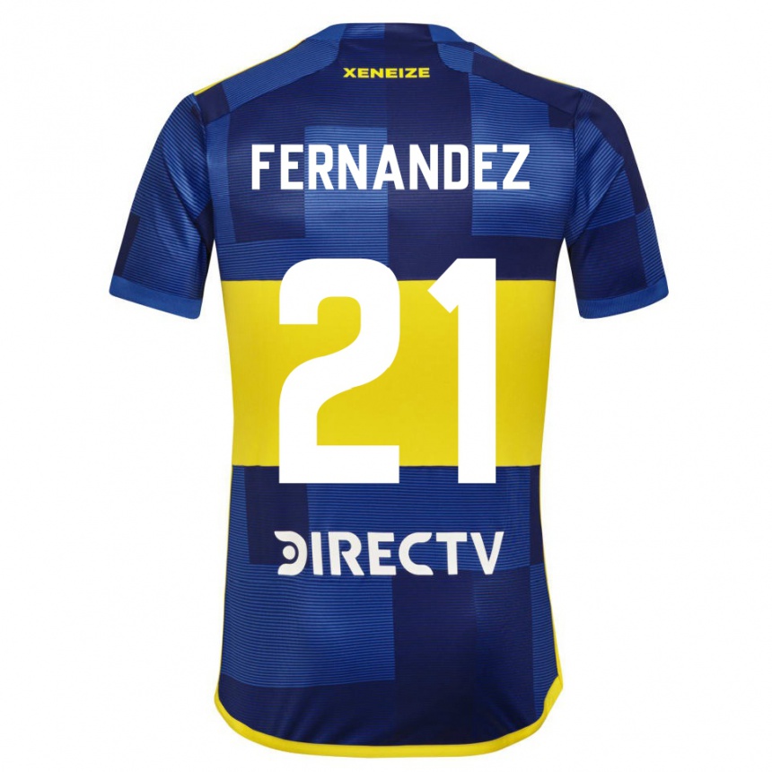 Kids Football Ezequiel Fernández #21 Blue Yellow Home Jersey 2024/25 T-Shirt Canada