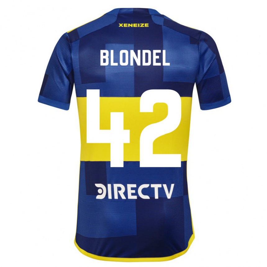 Kids Football Lucas Blondel #42 Blue Yellow Home Jersey 2024/25 T-Shirt Canada