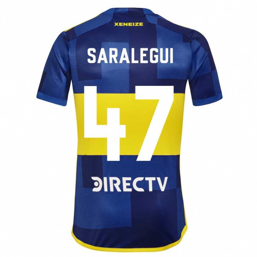 Kids Football Jabes Saralegui #47 Blue Yellow Home Jersey 2024/25 T-Shirt Canada