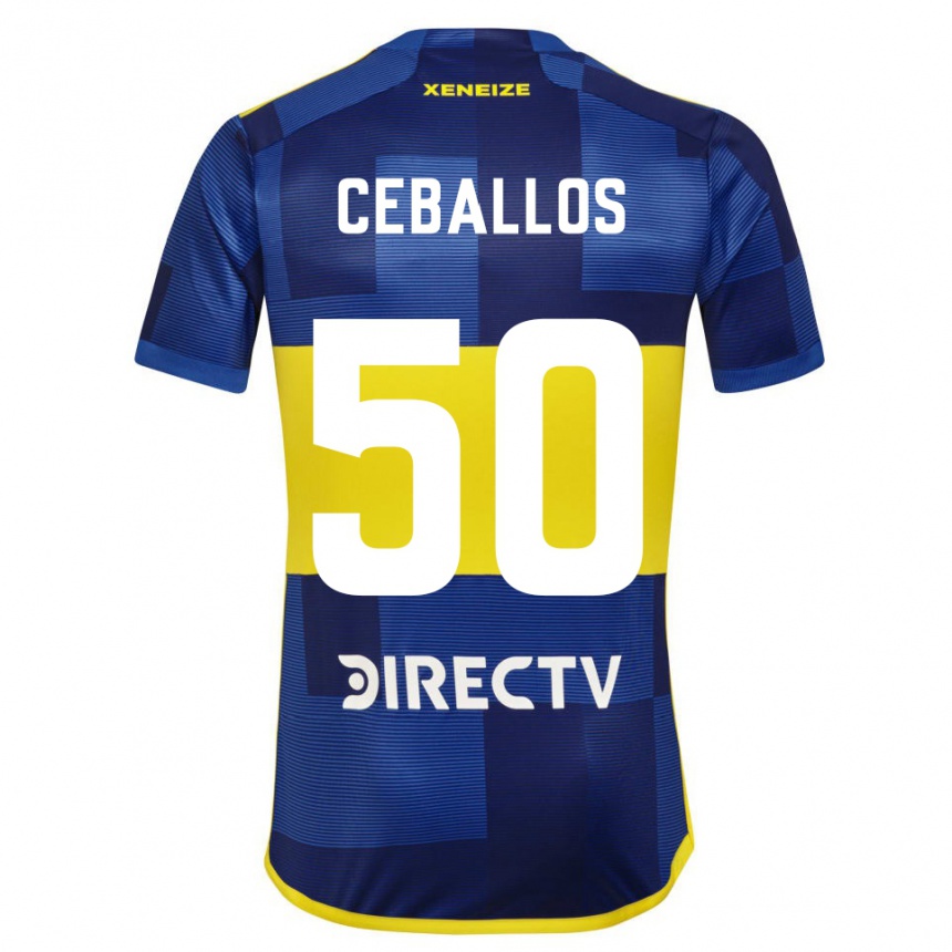 Kids Football Julián Ceballos #50 Blue Yellow Home Jersey 2024/25 T-Shirt Canada