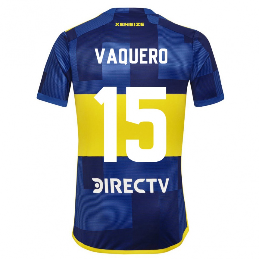 Kids Football Ivan Vaquero #15 Blue Yellow Home Jersey 2024/25 T-Shirt Canada