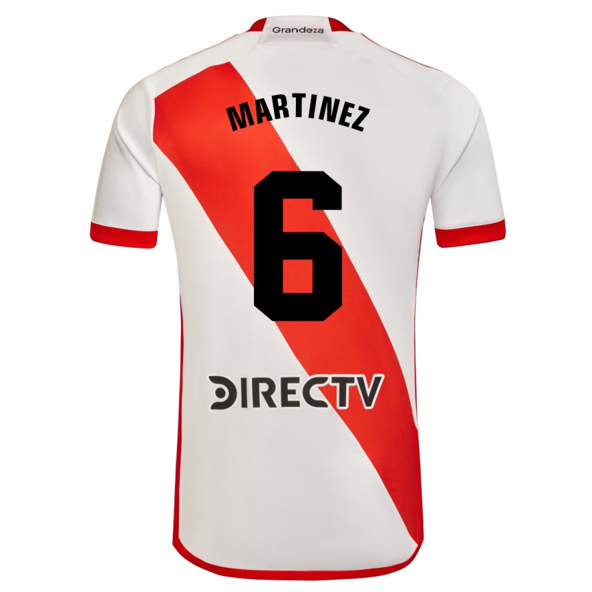 Kids Football David Martínez #6 White Red Home Jersey 2024/25 T-Shirt Canada