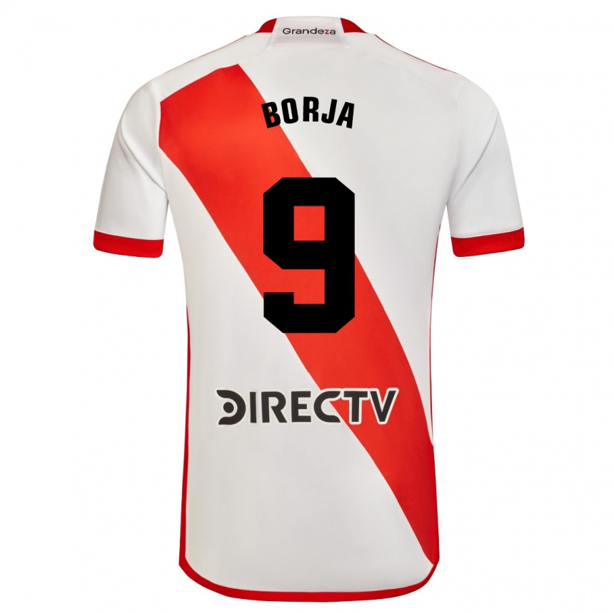 Kids Football Miguel Borja #9 White Red Home Jersey 2024/25 T-Shirt Canada