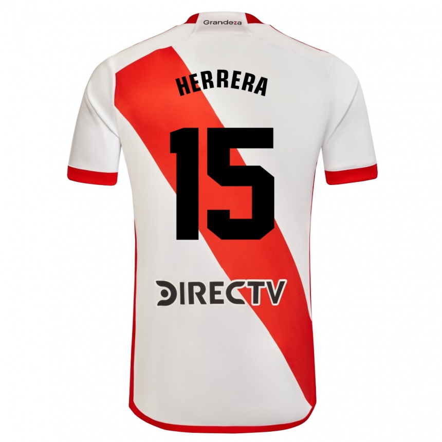 Kids Football Andrés Herrera #15 White Red Home Jersey 2024/25 T-Shirt Canada