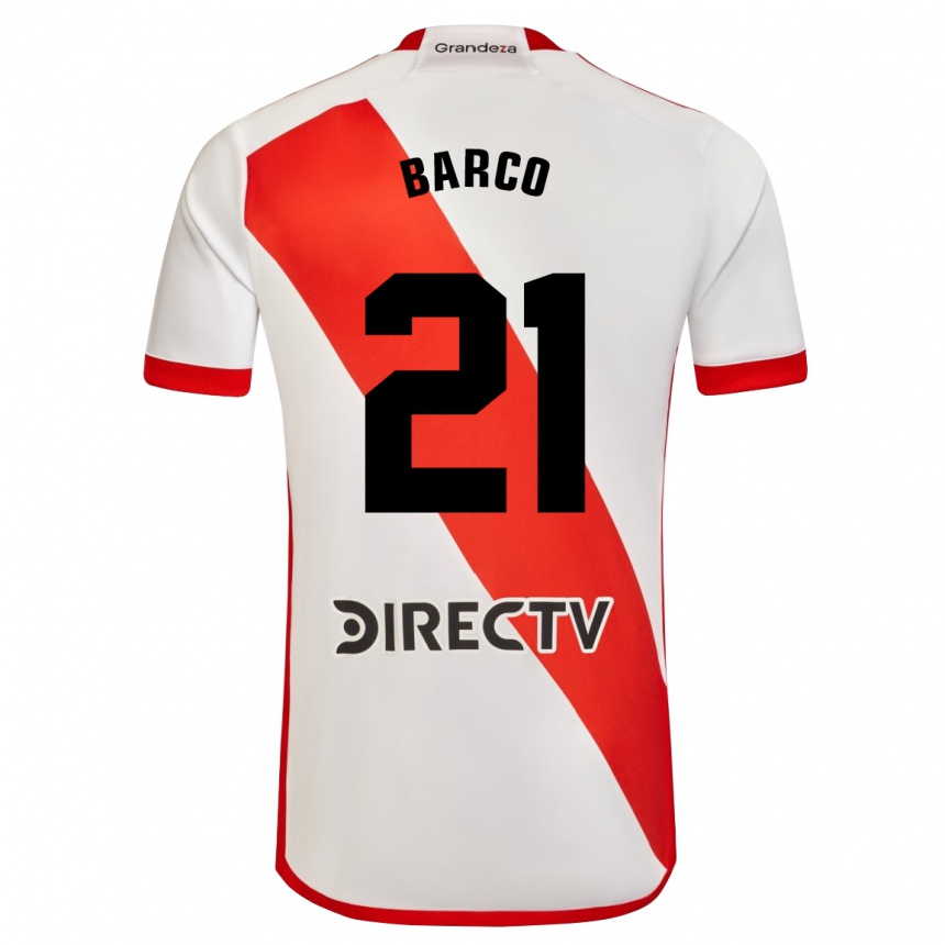 Enfant Football Maillot Esequiel Barco #21 Blanc Rouge Tenues Domicile 2024/25 Canada