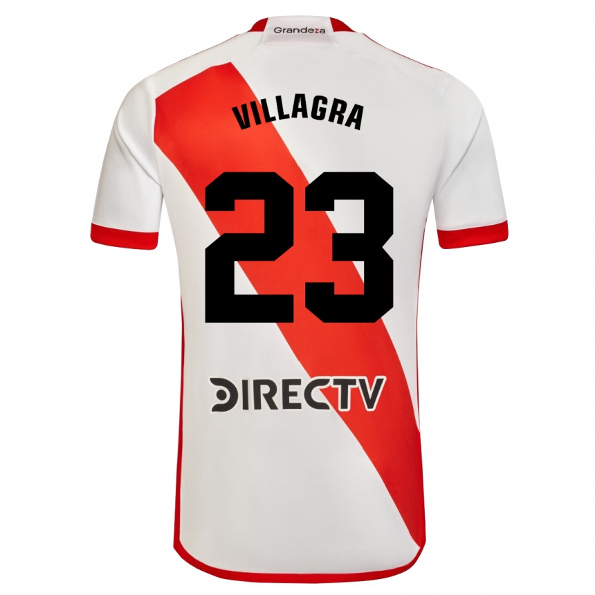 Kids Football Rodrigo Villagra #23 White Red Home Jersey 2024/25 T-Shirt Canada