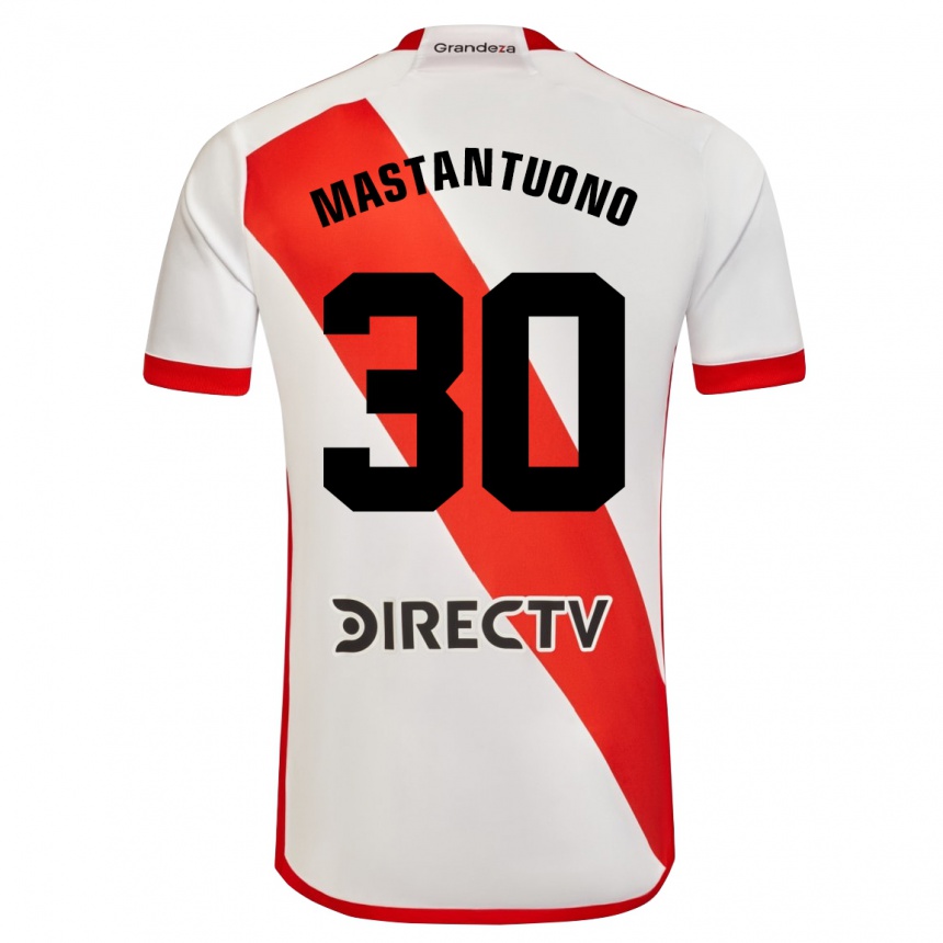 Enfant Football Maillot Franco Mastantuono #30 Blanc Rouge Tenues Domicile 2024/25 Canada