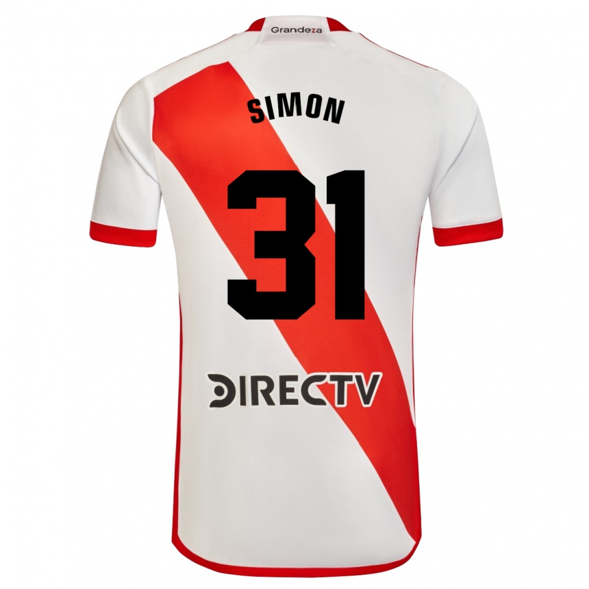 Kids Football Santiago Simón #31 White Red Home Jersey 2024/25 T-Shirt Canada