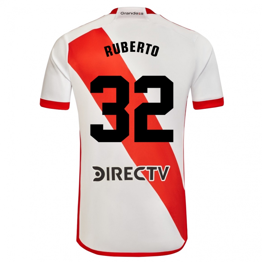 Enfant Football Maillot Agustín Ruberto #32 Blanc Rouge Tenues Domicile 2024/25 Canada