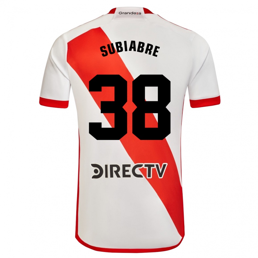 Kids Football Ian Subiabre #38 White Red Home Jersey 2024/25 T-Shirt Canada