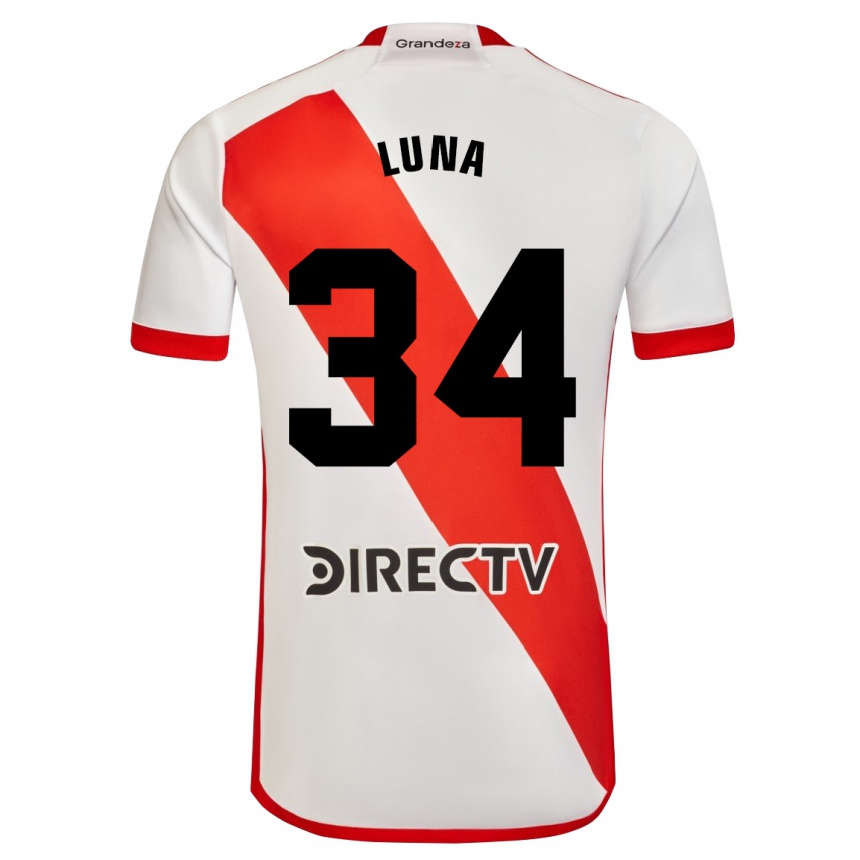 Kids Football Jonás Luna #34 White Red Home Jersey 2024/25 T-Shirt Canada