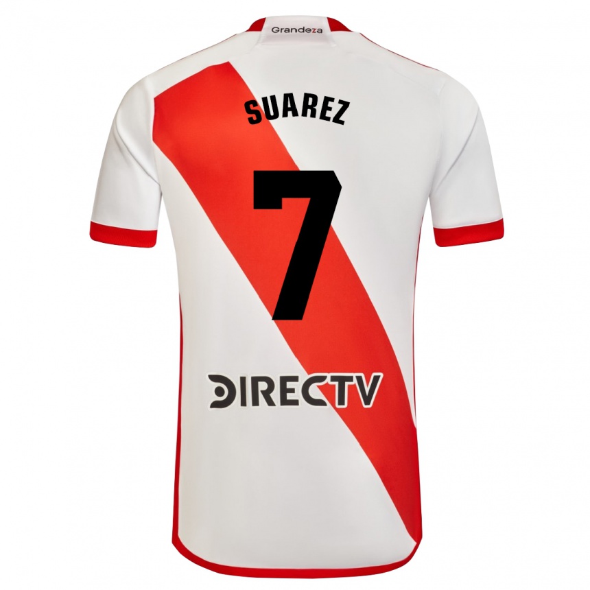 Kids Football Matías Suárez #7 White Red Home Jersey 2024/25 T-Shirt Canada