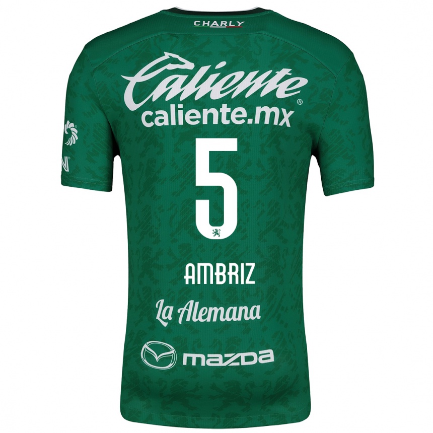 Kids Football Fidel Ambríz #5 Green White Home Jersey 2024/25 T-Shirt Canada