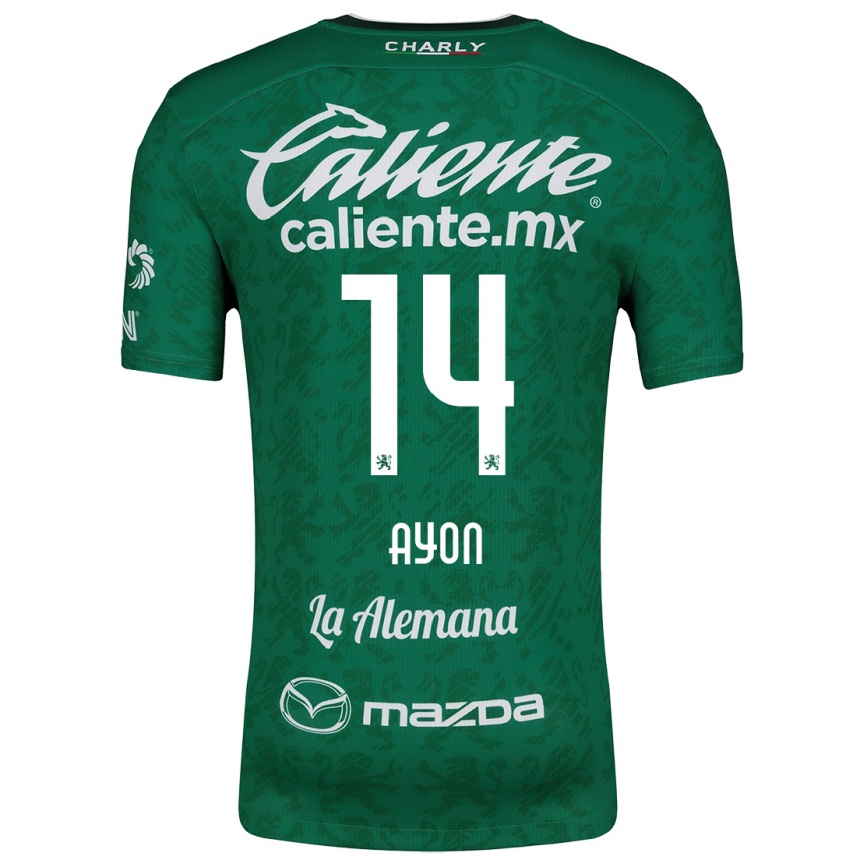 Kids Football Ettson Ayón #14 Green White Home Jersey 2024/25 T-Shirt Canada