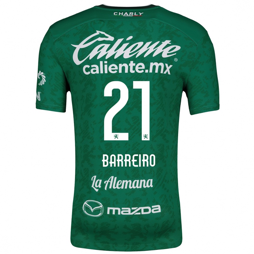 Kids Football Stiven Barreiro #21 Green White Home Jersey 2024/25 T-Shirt Canada