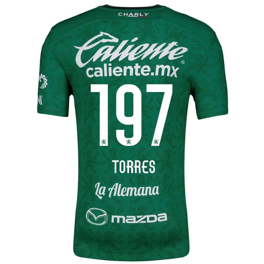 Enfant Football Maillot Erick Torres #197 Vert Blanc Tenues Domicile 2024/25 Canada