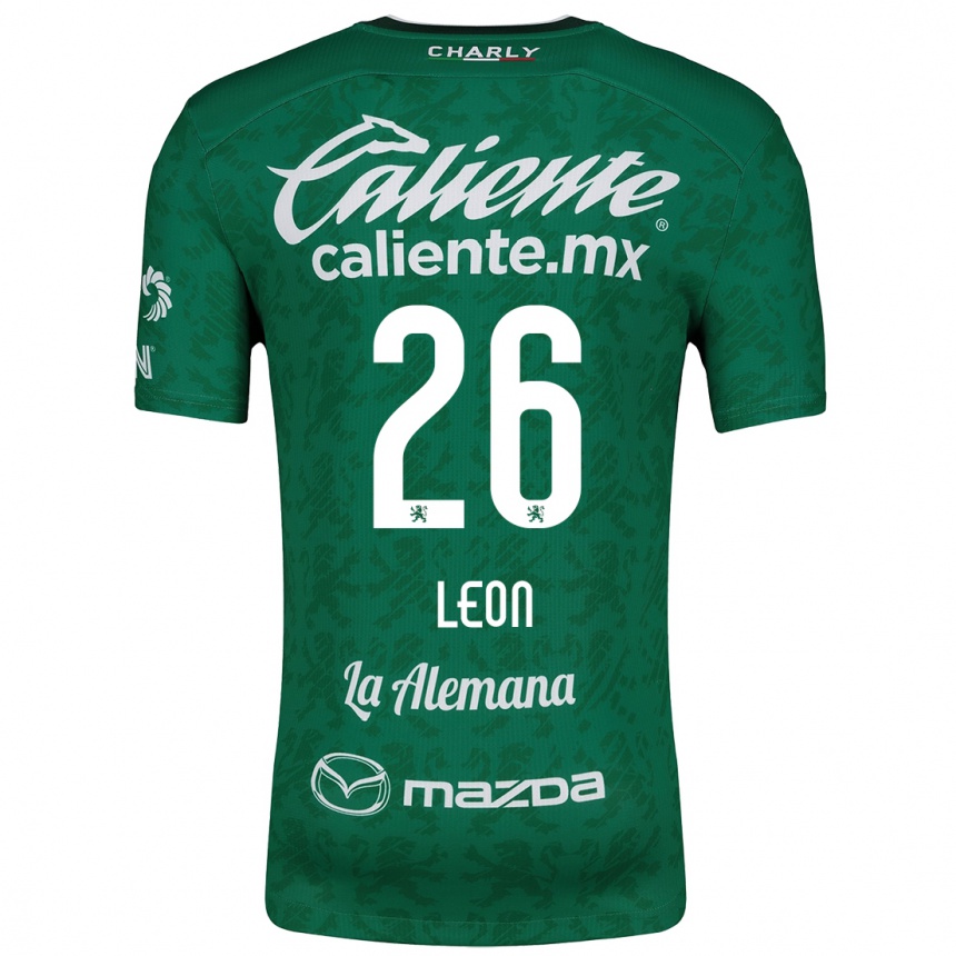 Kids Football Armando León #26 Green White Home Jersey 2024/25 T-Shirt Canada