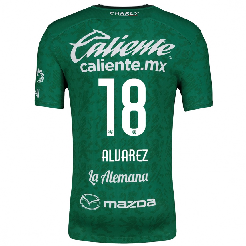 Kids Football Yazmin Álvarez #18 Green White Home Jersey 2024/25 T-Shirt Canada