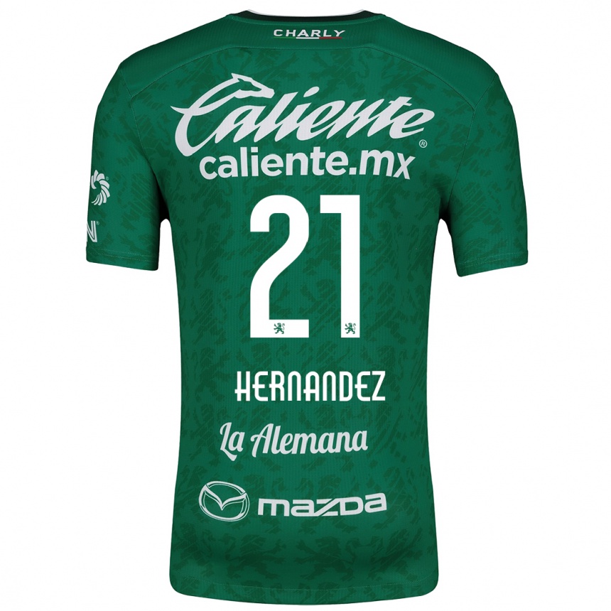 Kids Football Alexa Hernández #21 Green White Home Jersey 2024/25 T-Shirt Canada