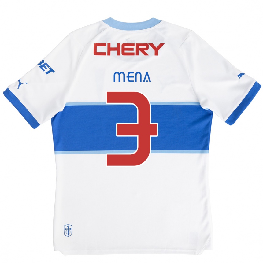 Kids Football Eugenio Mena #3 White Blue Home Jersey 2024/25 T-Shirt Canada