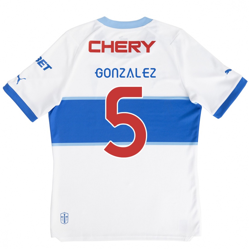 Kids Football Daniel González #5 White Blue Home Jersey 2024/25 T-Shirt Canada