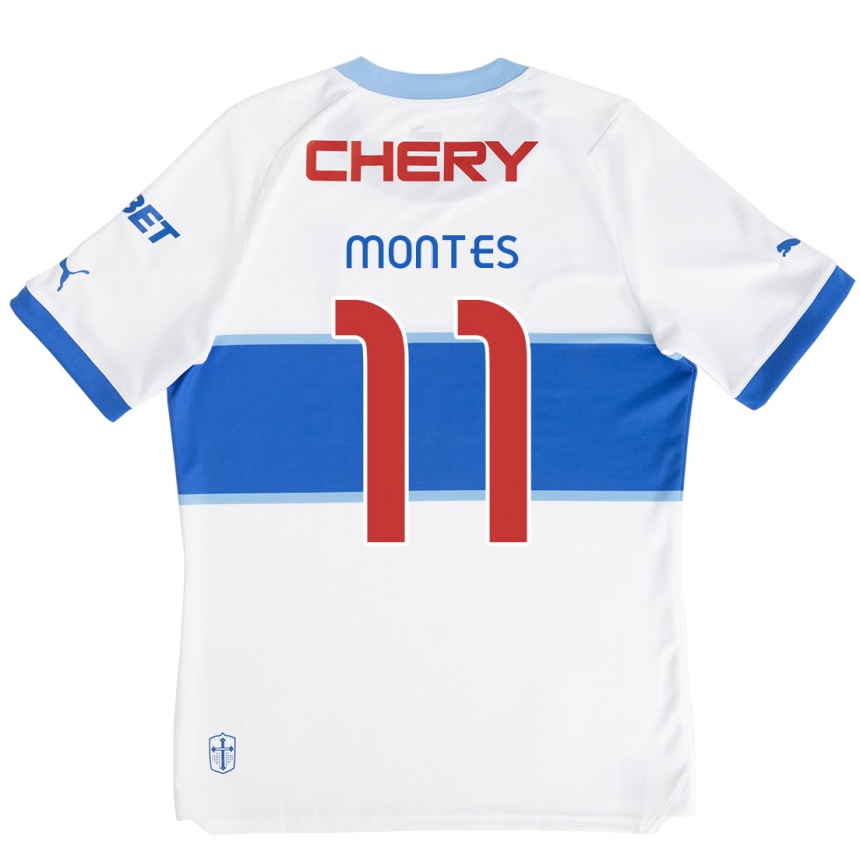 Enfant Football Maillot Clemente Montes #11 Blanc Bleu Tenues Domicile 2024/25 Canada