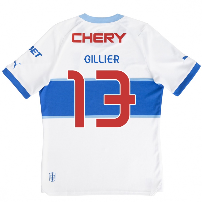 Kids Football Thomas Gillier #13 White Blue Home Jersey 2024/25 T-Shirt Canada