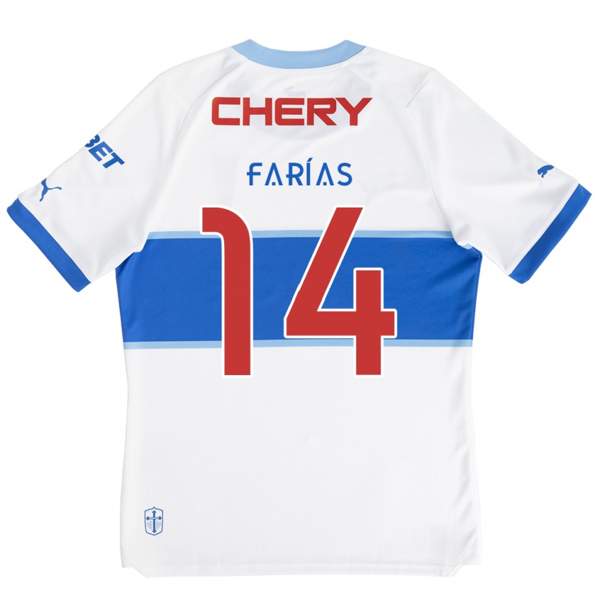 Kids Football Agustín Farías #14 White Blue Home Jersey 2024/25 T-Shirt Canada