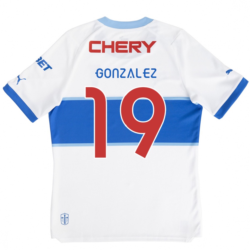 Kids Football Bryan González #19 White Blue Home Jersey 2024/25 T-Shirt Canada