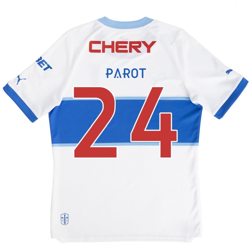 Kids Football Alfonso Parot #24 White Blue Home Jersey 2024/25 T-Shirt Canada