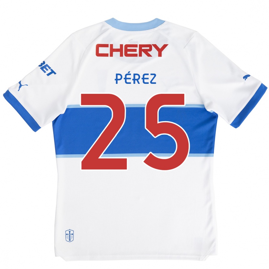 Kids Football Sebastián Pérez #25 White Blue Home Jersey 2024/25 T-Shirt Canada