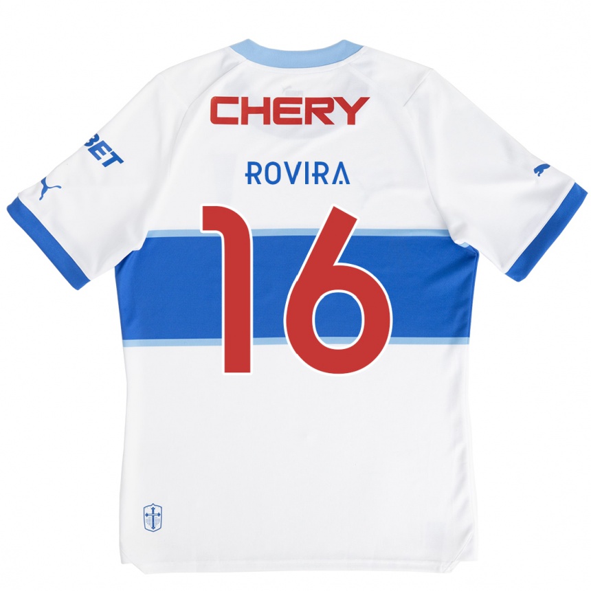 Kids Football Brayan Rovira #16 White Blue Home Jersey 2024/25 T-Shirt Canada