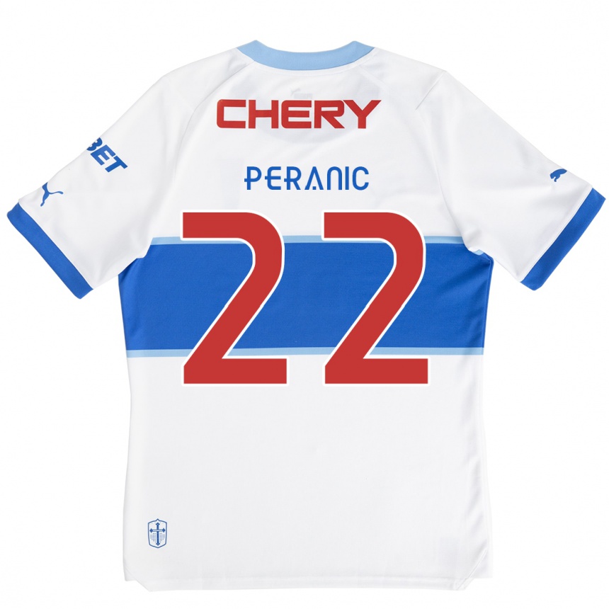 Enfant Football Maillot Nicolás Peranic #22 Blanc Bleu Tenues Domicile 2024/25 Canada