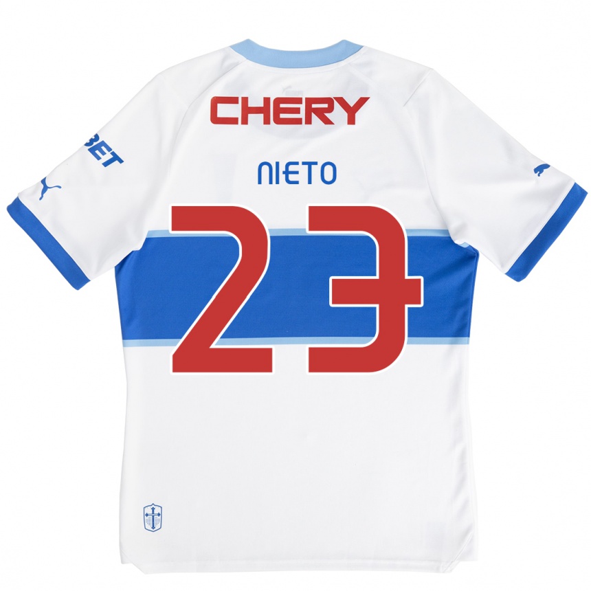 Kids Football Byron Nieto #23 White Blue Home Jersey 2024/25 T-Shirt Canada