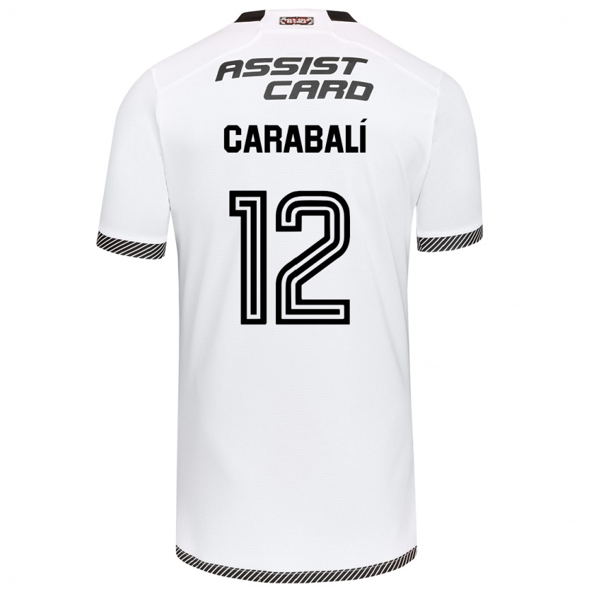 Kids Football Omar Carabalí #12 White Black Home Jersey 2024/25 T-Shirt Canada