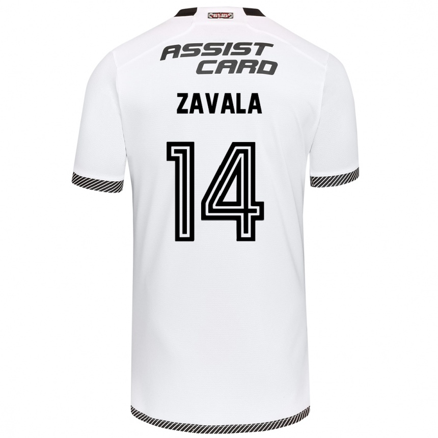 Kids Football Cristián Zavala #14 White Black Home Jersey 2024/25 T-Shirt Canada