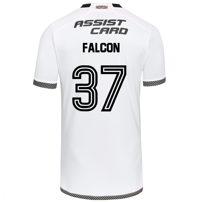 Kids Football Maximiliano Falcón #37 White Black Home Jersey 2024/25 T-Shirt Canada