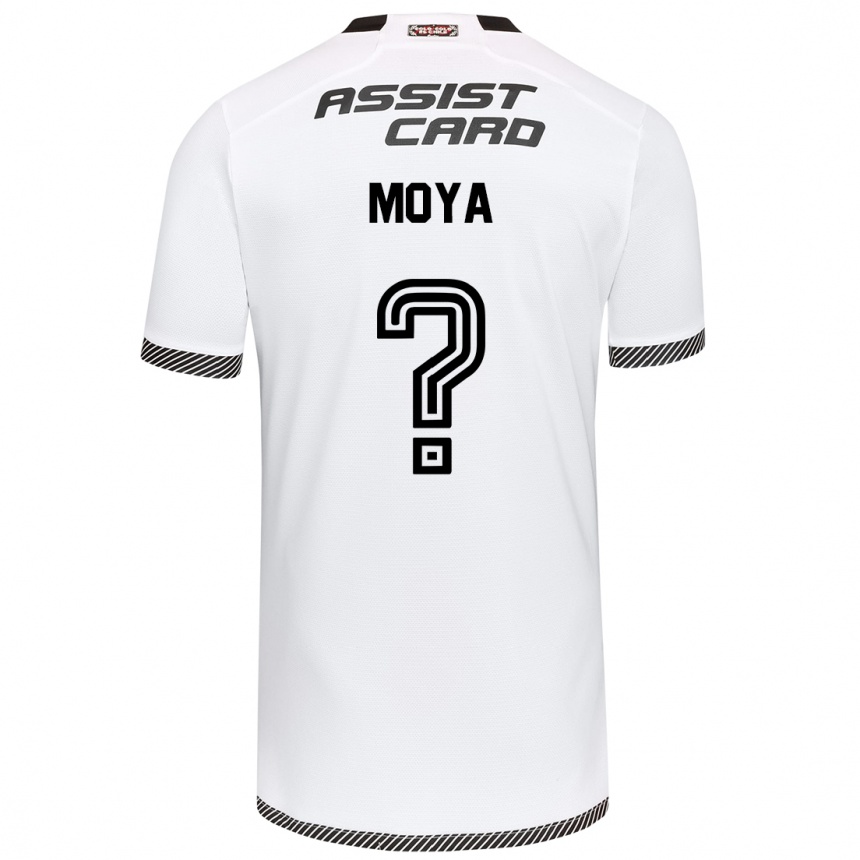 Kids Football Matías Moya #0 White Black Home Jersey 2024/25 T-Shirt Canada