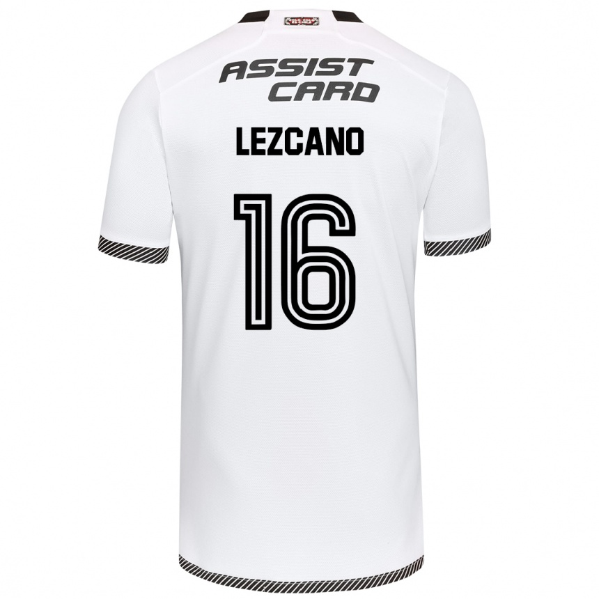 Kids Football Darío Lezcano #16 White Black Home Jersey 2024/25 T-Shirt Canada