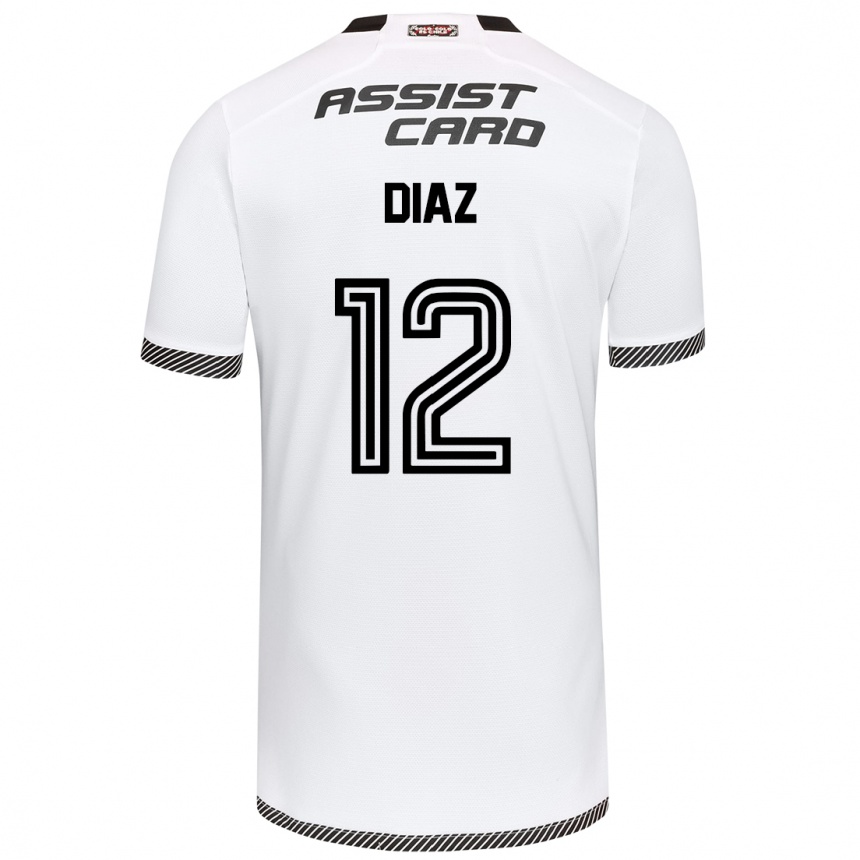 Kids Football Javiera Díaz #12 White Black Home Jersey 2024/25 T-Shirt Canada