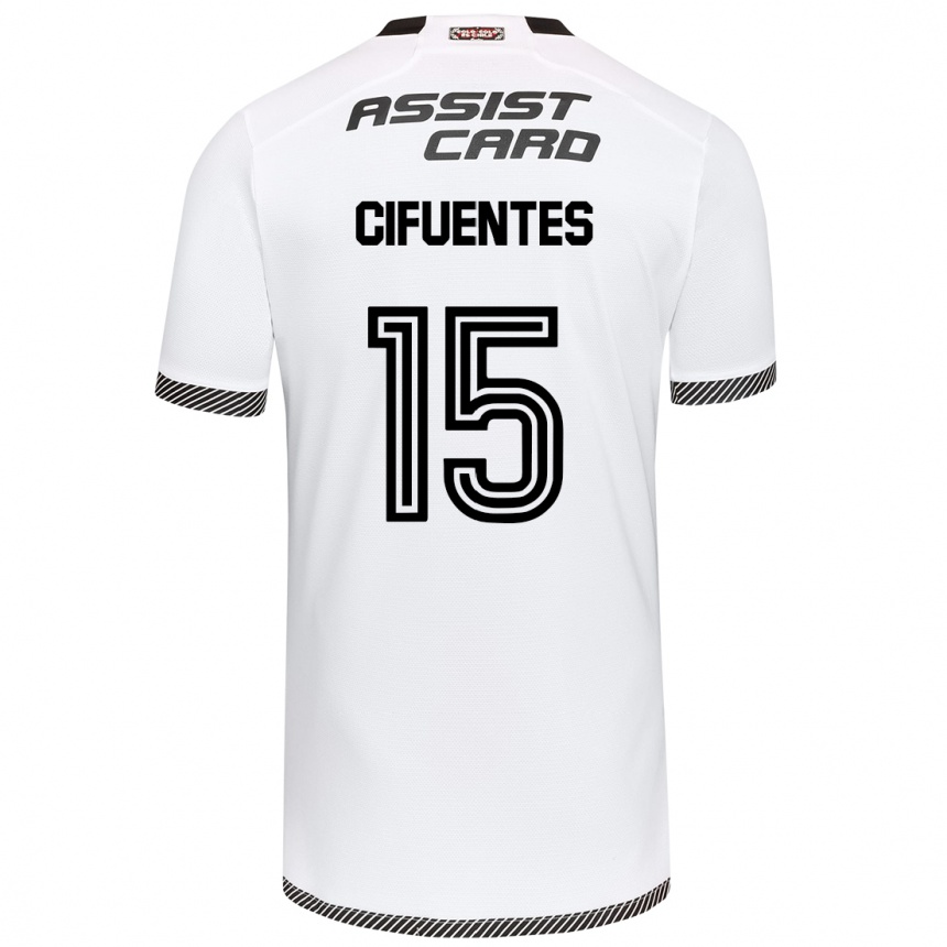 Kids Football Anaís Cifuentes #15 White Black Home Jersey 2024/25 T-Shirt Canada