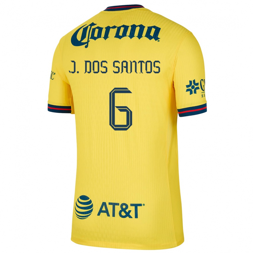 Kids Football Jonathan Dos Santos #6 Yellow Blue Home Jersey 2024/25 T-Shirt Canada