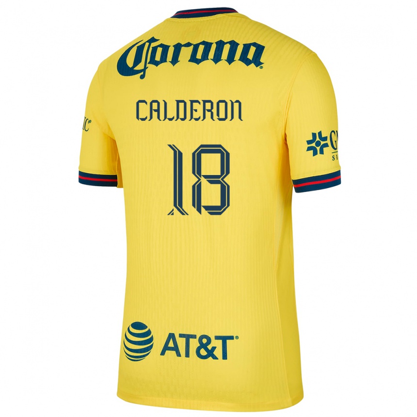 Enfant Football Maillot Cristian Calderón #18 Jaune Bleu Tenues Domicile 2024/25 Canada